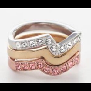Touchstone Crystal by Swarovski Rings Colorwave size 9 three stackable BNIB